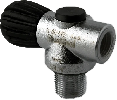 FABER Blue Steel Inline Rebreather Valve - Black - 3442psi (100% O2) 1 FABER Blue Steel Inline Rebreather Valve - Black - 3442psi (100% O2)